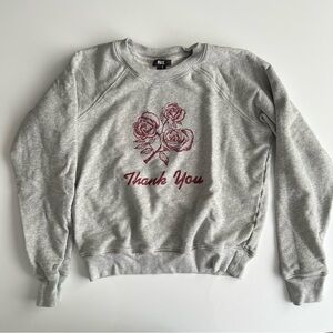 PAIGE rose graphic thank you sweatshirt, gray red, small